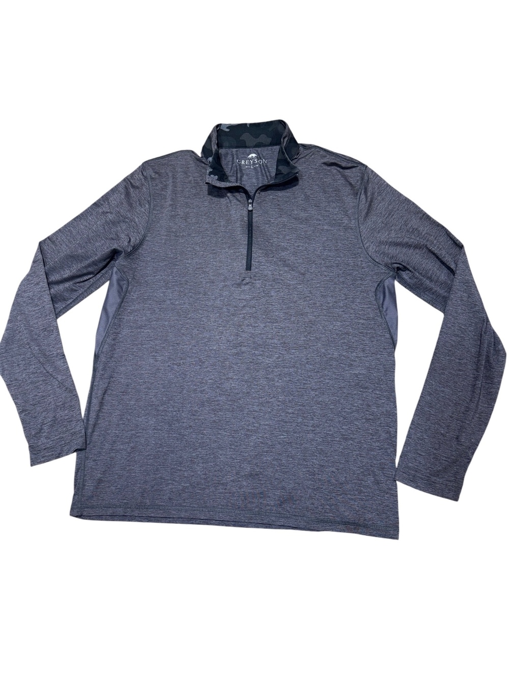 Greyson Mens Large 1/4 Zip Golf Pullover Gray Performance Athletic Wolf Logo